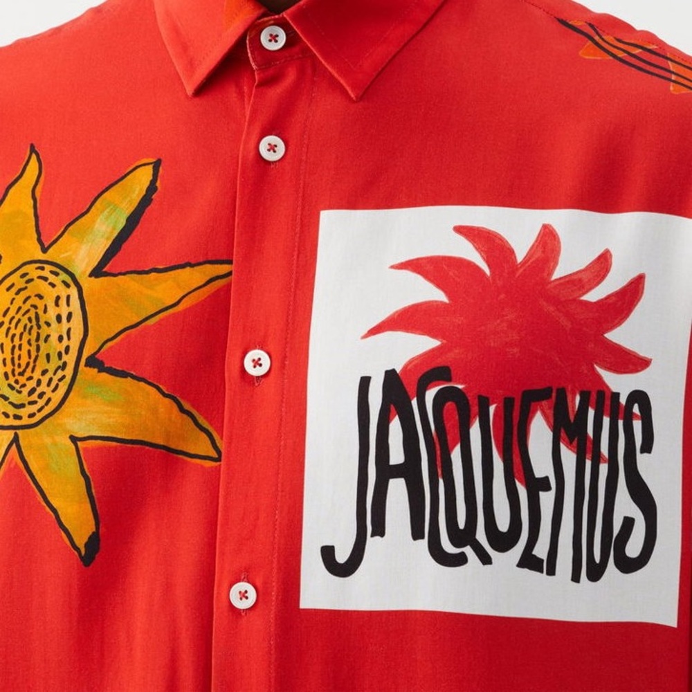Jacquemus Red Floral Graphic Shirt Sz 50 Large - Picture 3 of 9